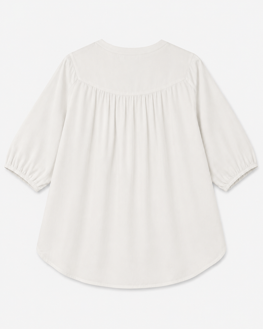 Gathered Chevron-Yoke Blouse