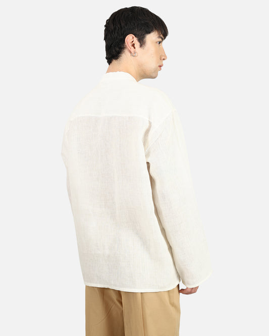 Mandarin Collar Linen Pullover Shirt