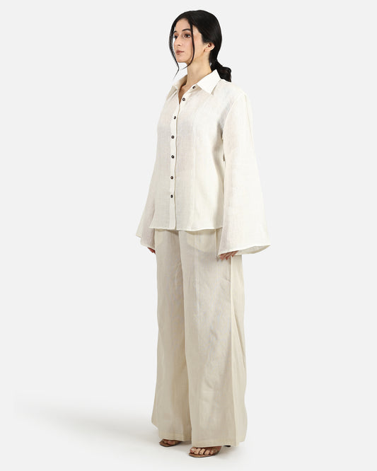 Flare Sleeve Linen Shirt