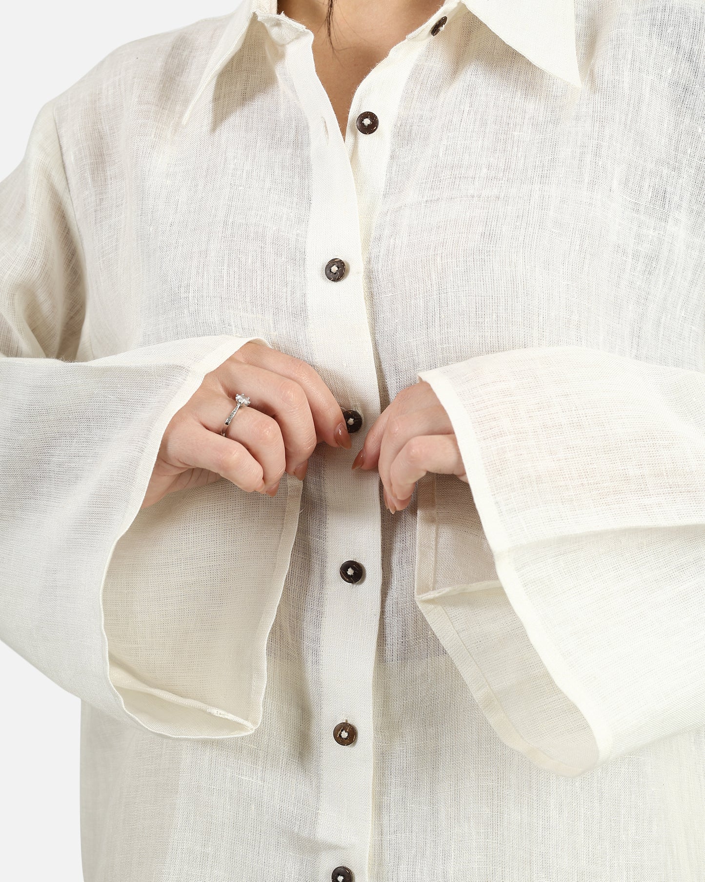 Flare Sleeve Linen Shirt