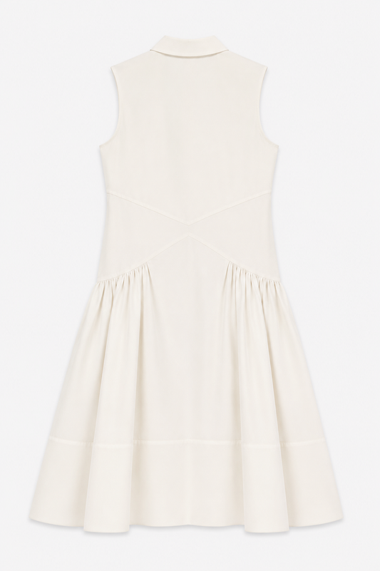 Paneled Gathered Shirt Dress