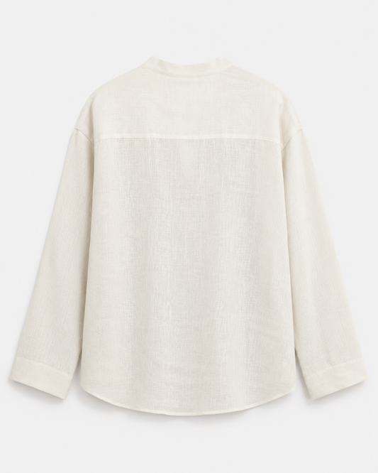 Tidal Contour Linen Pullover Shirt