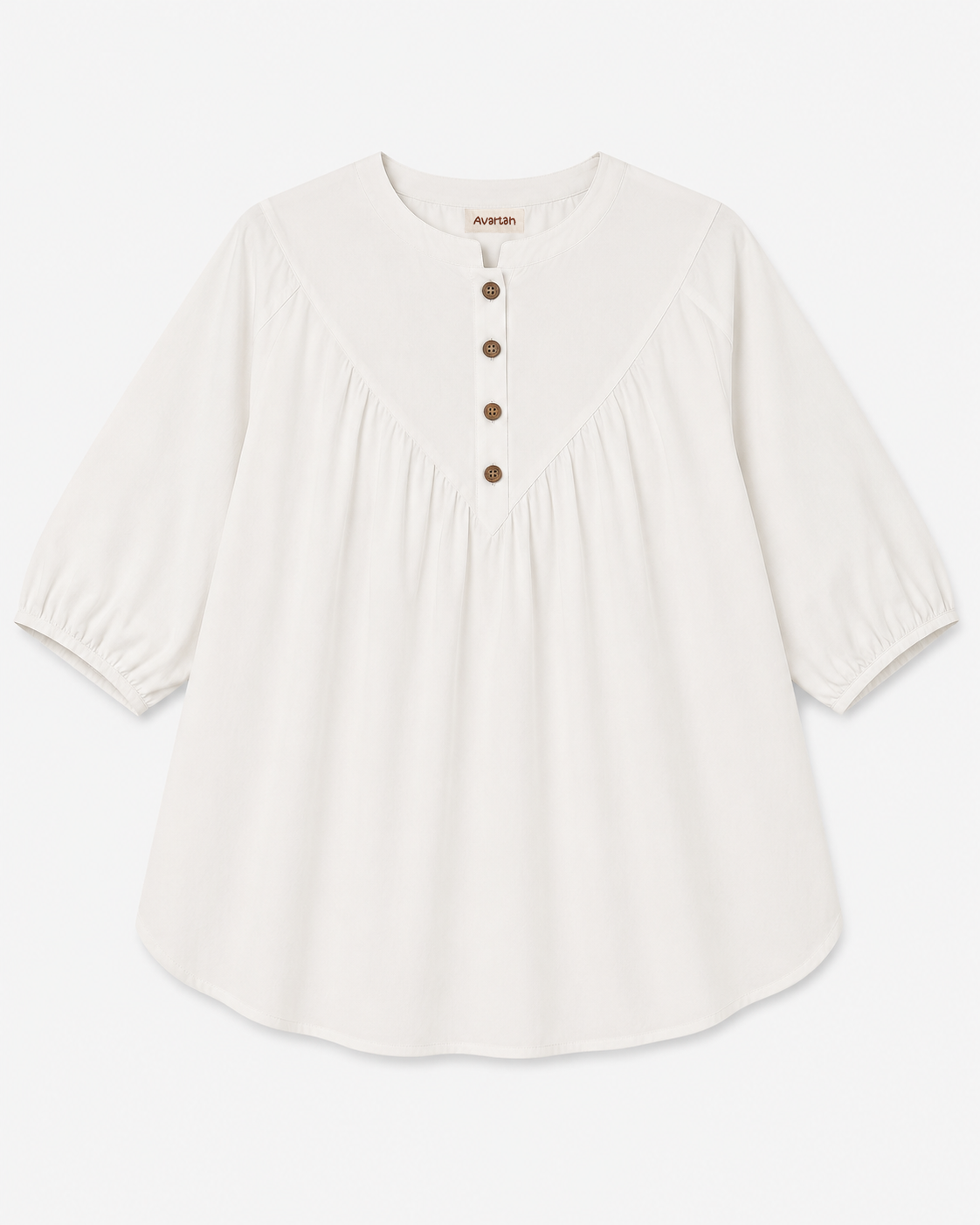 Gathered Chevron-Yoke Blouse
