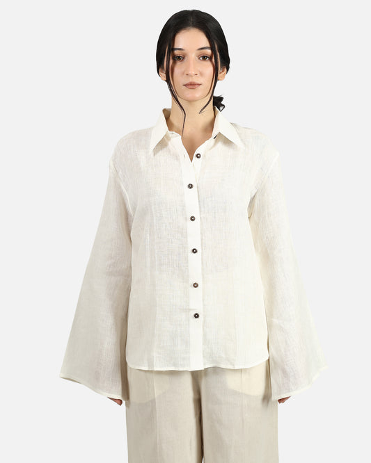 Flare Sleeve Linen Shirt