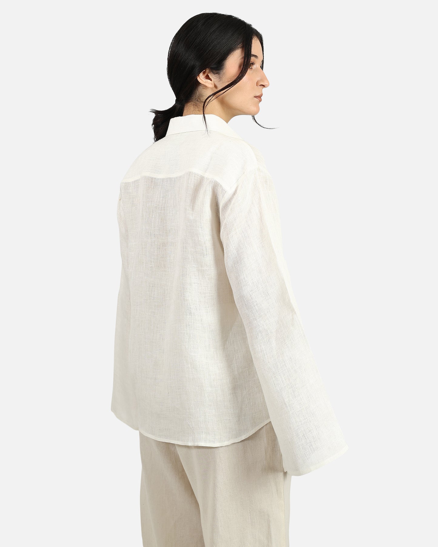 Flare Sleeve Linen Shirt