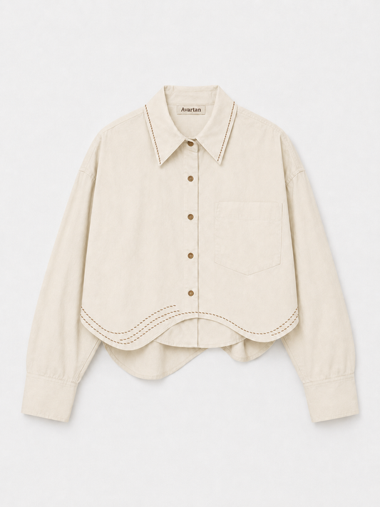 Ivory drift Crop Shirt