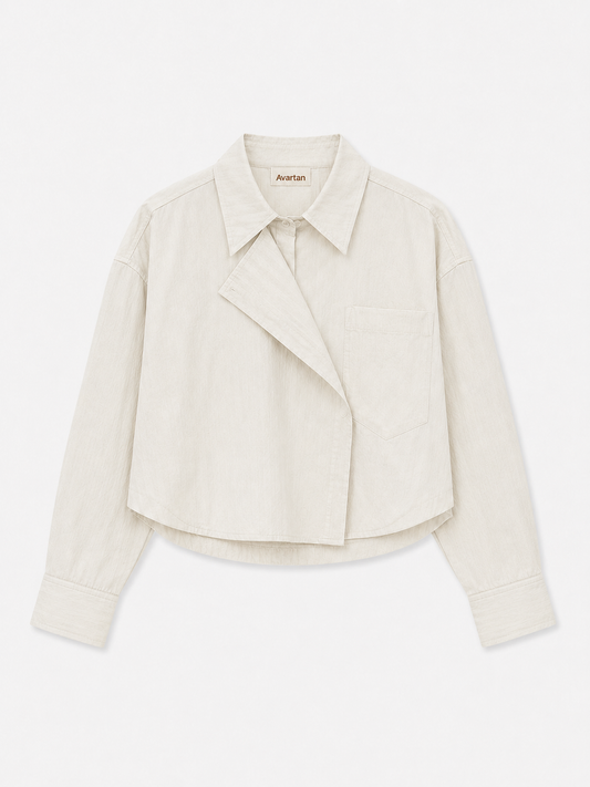 Ivory Wrap Crop Shirt