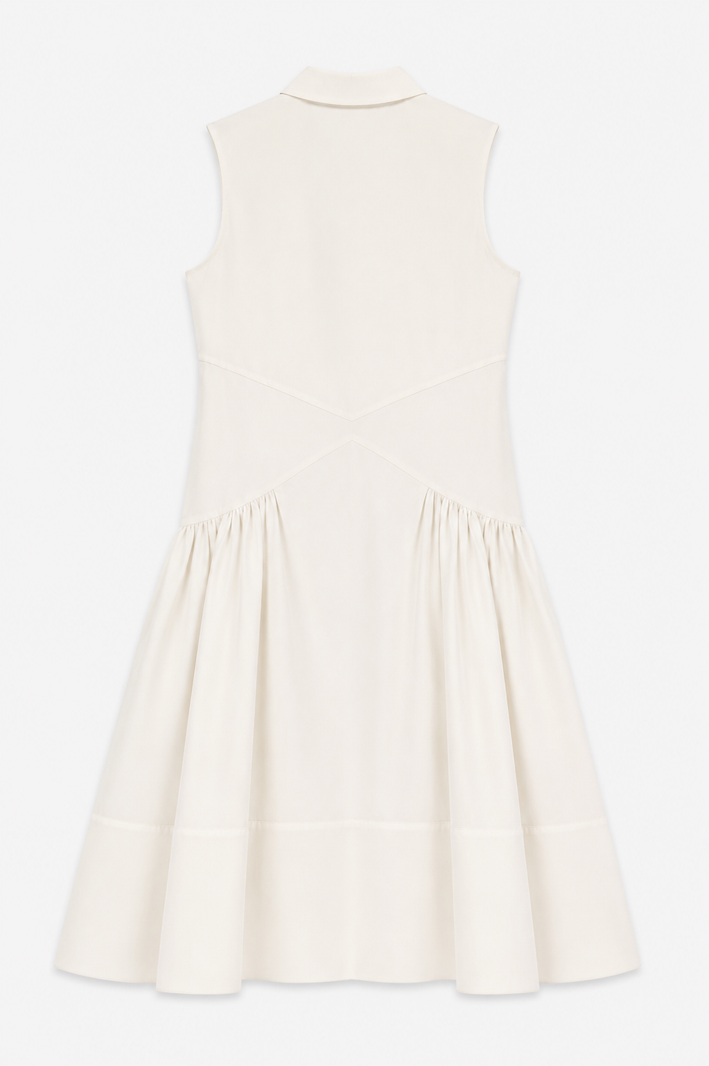 Paneled Gathered Shirt Dress