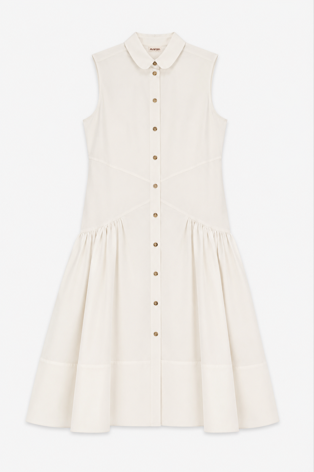Paneled Gathered Shirt Dress