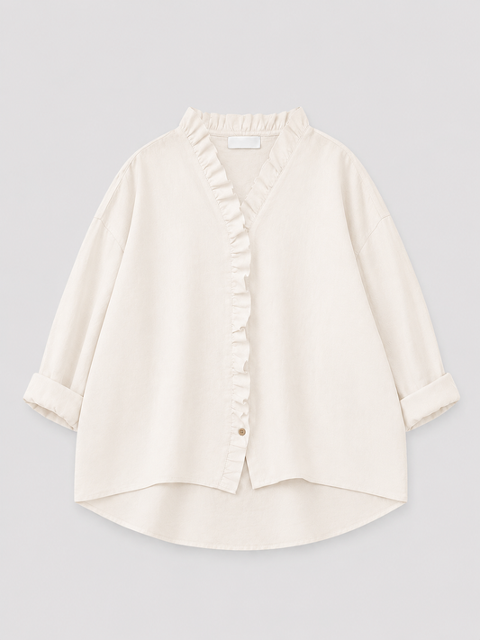 Ruffle-Trim Relaxed Shirt