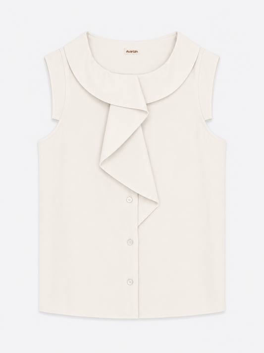Sculpted Ruffle Collar Top