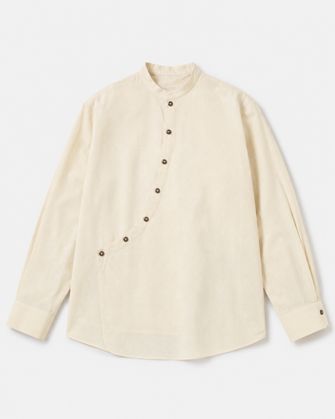 Asymmetric Overlap Cotton Shirt