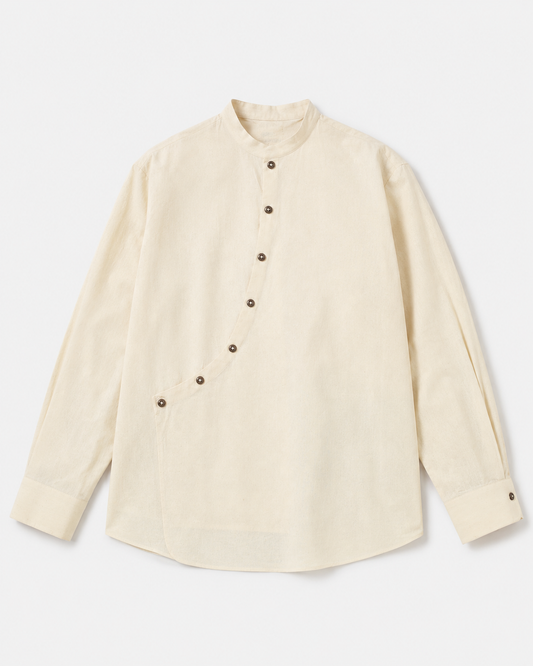 Asymmetric Overlap Cotton Shirt